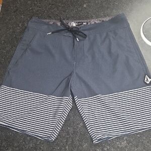 Volcom Men's Dark Grey Striped Board Shorts